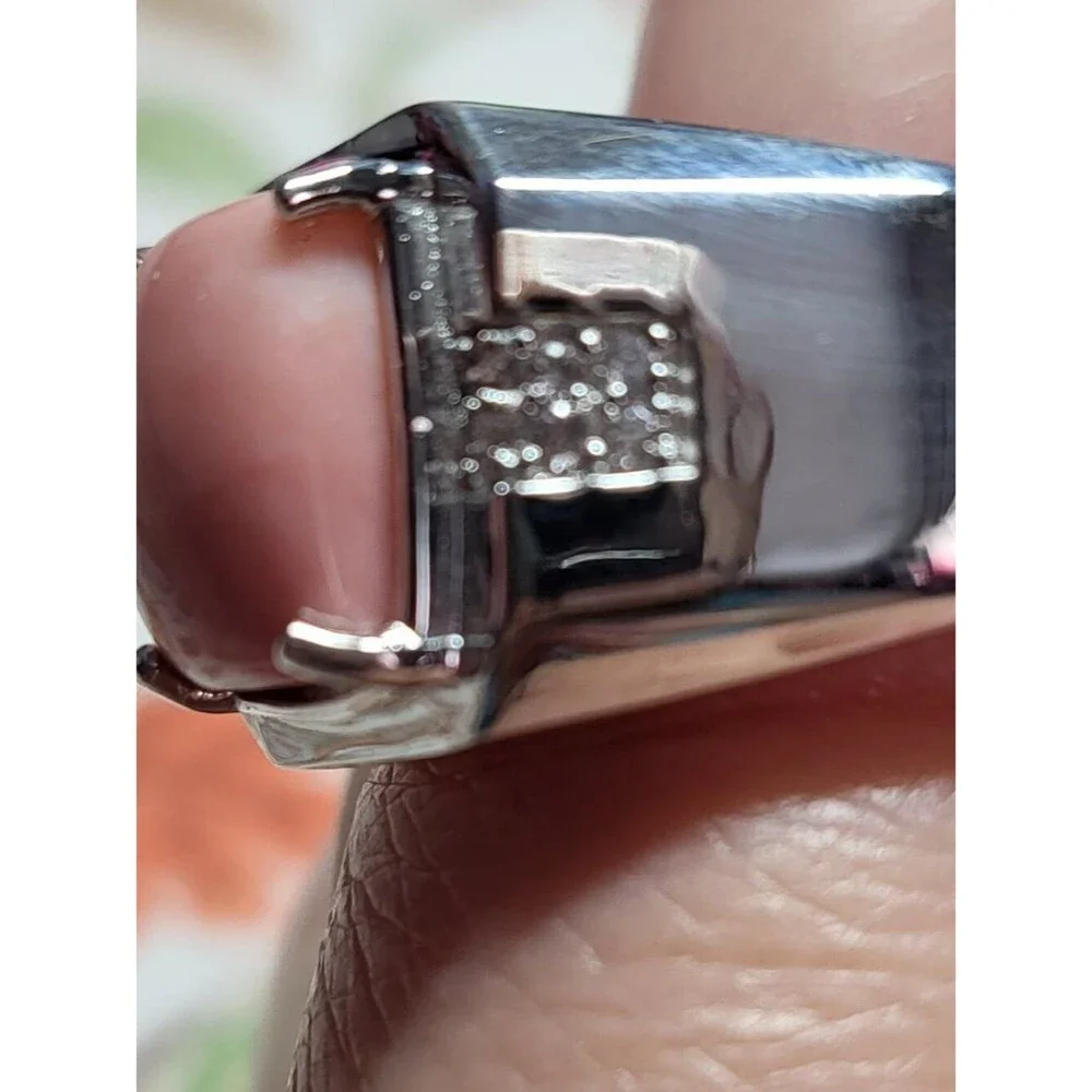 Oregon Peach Opal & White Zircon Mens Ring